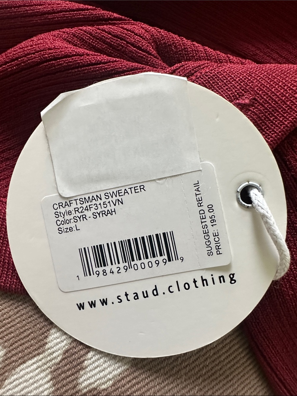 STAUD Off-Shoulder Ribbed Button-Front Sweater - Rust Red - Picture 2 of 4